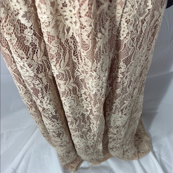 Lulus Stolen Moments Lace Halter Maxi Dress in Cream and Tan Size 1X - Picture 3 of 9